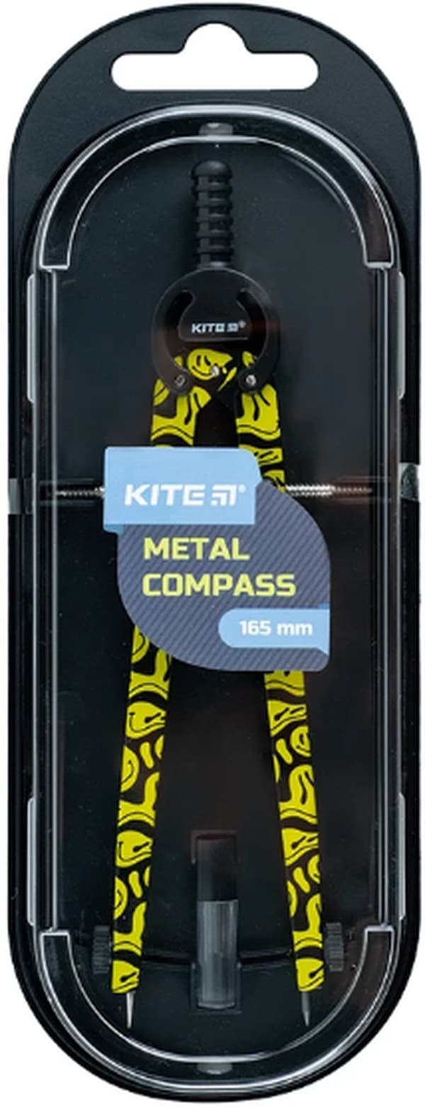 Циркуль "Kite" метал. з принтом,+грифель,жовтий у футлярі №K24-415-1(12)