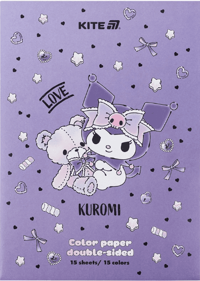 Бумага цветн. А4 двухстор. 15л./ 15цветн. Hello Kitty-2 №HK24-250-2/Kite/(50)