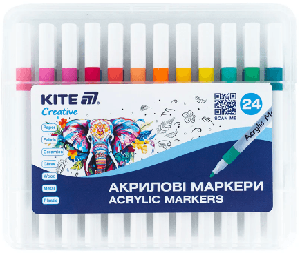 Набір маркерів акрил. "Kite" Creative №K-1157 24шт(25)(50)(100)
