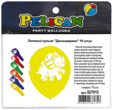 Набор пакет возд. латексных 12"/30см "Динозаврики" 10шт №827015/Pelican/(5)