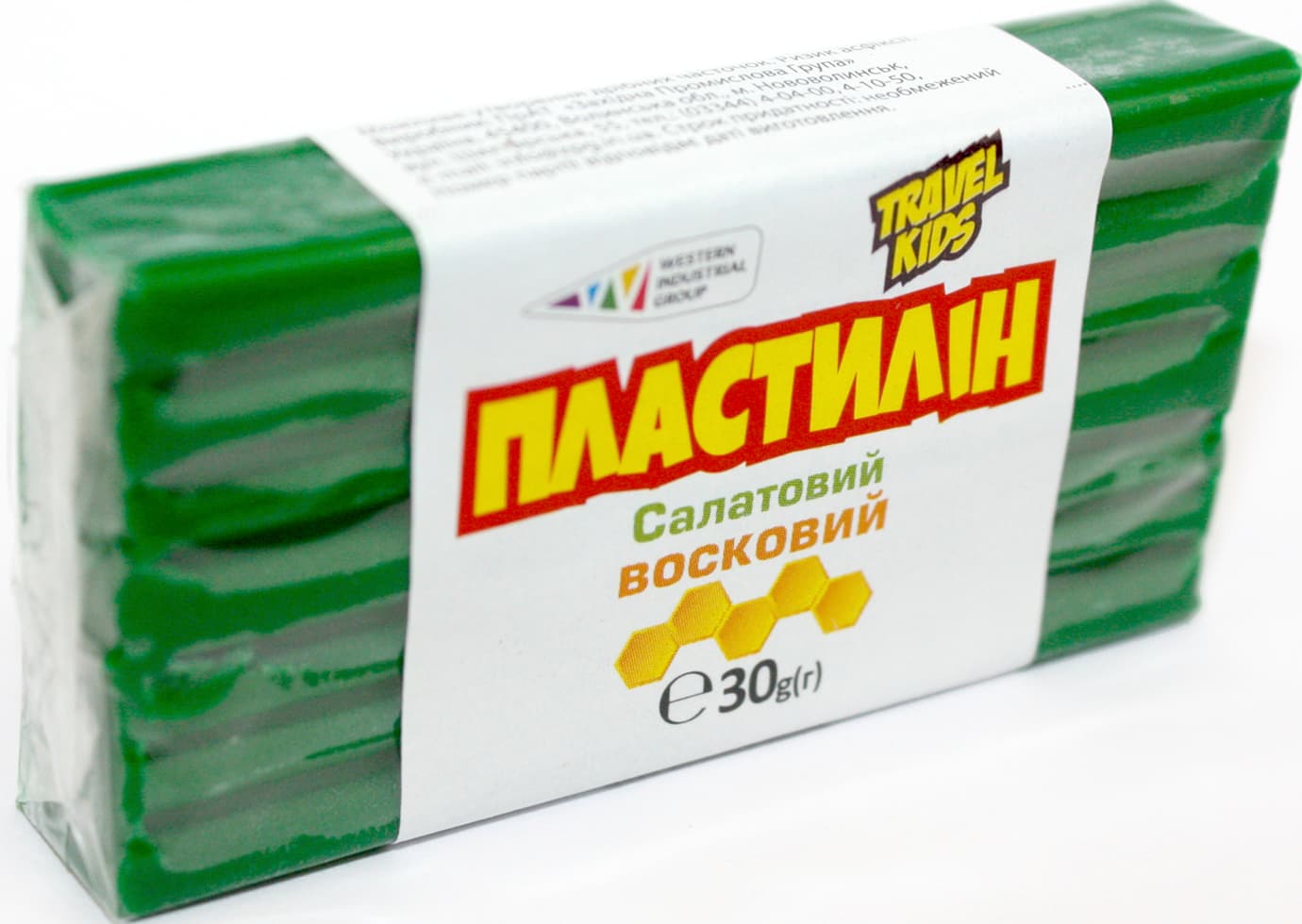 Пластилін "Гамма UA" 30гр салатовий,восковий №333102(12)(48)