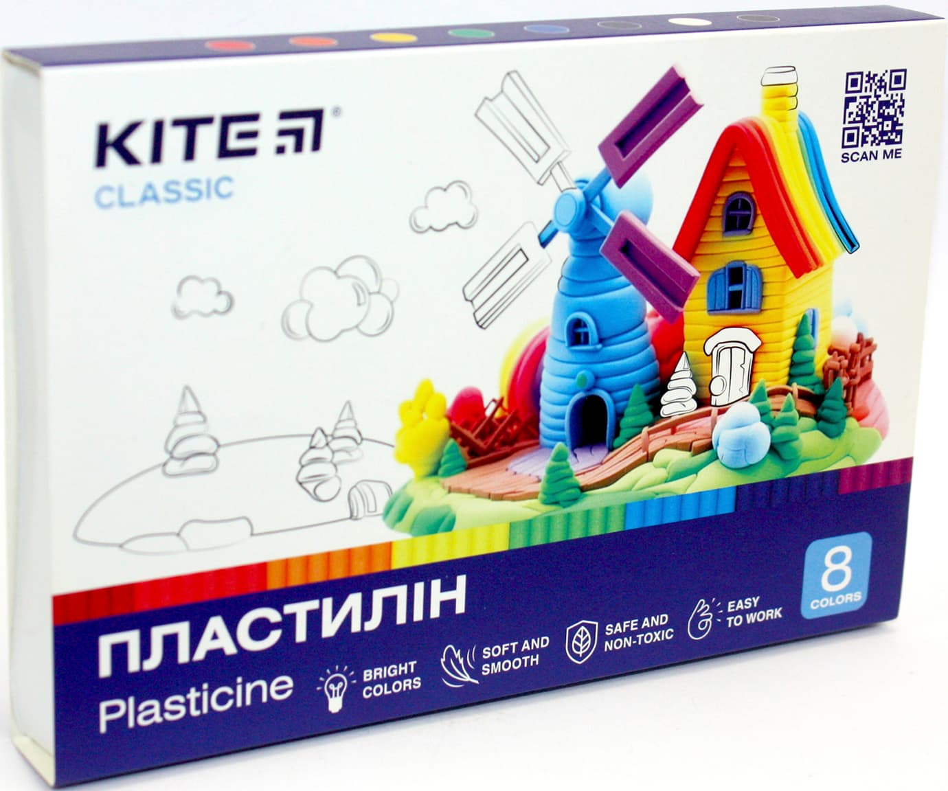 Пластилін "Kite" Classic 8 кольор. 160гр №K-082(30)