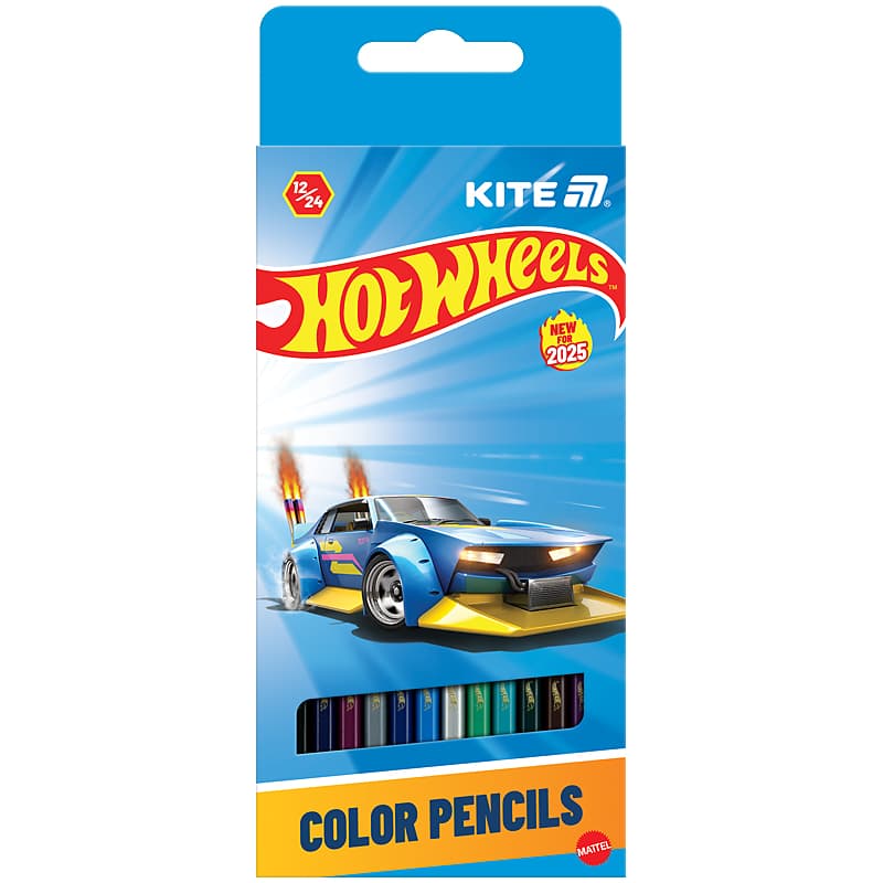 Карандаши цветн. 12 цветн. "Kite" №HW25-054 Hot Wheels двухстор.(12)(240)