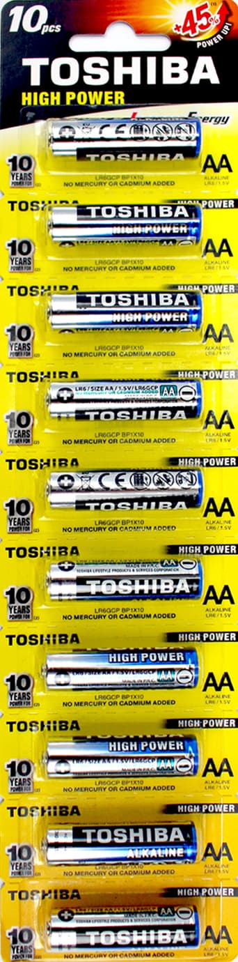 Батарейки Toshiba Alkaline LR-06/блістер відривний 1шт (10)(100)