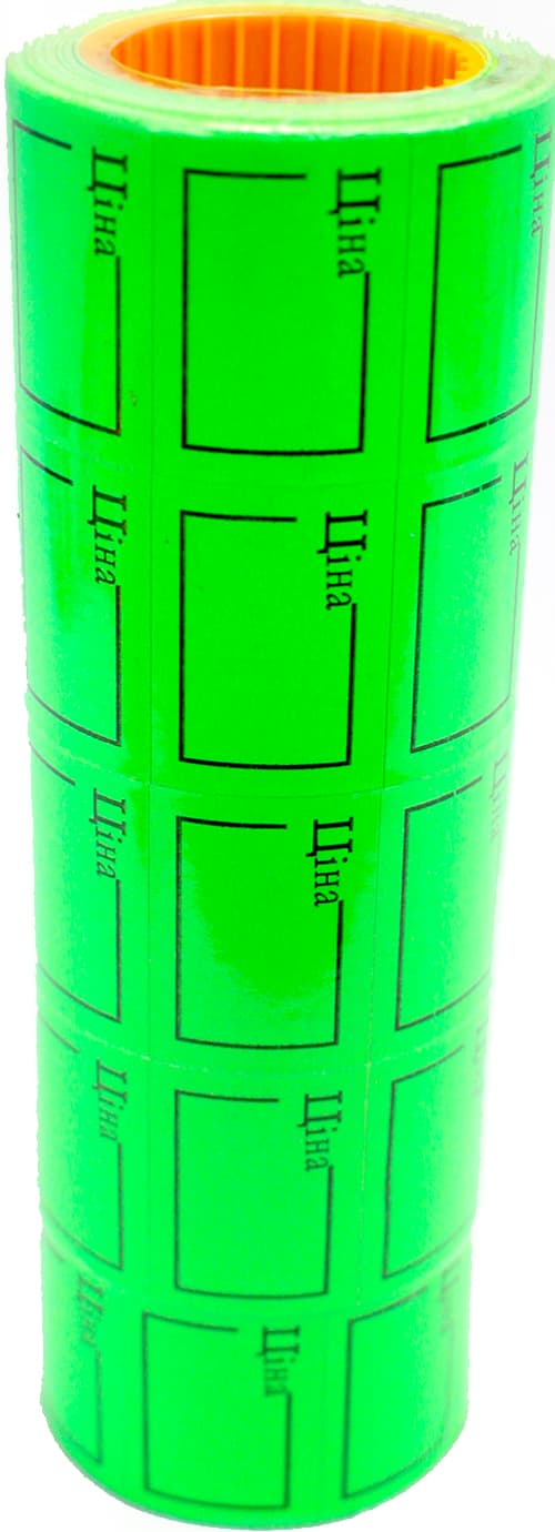 Цінник клейкий в рул. 6м "Buromax" "Ціна" 35х25мм 240шт зелений №BM282106-04(10)(200)