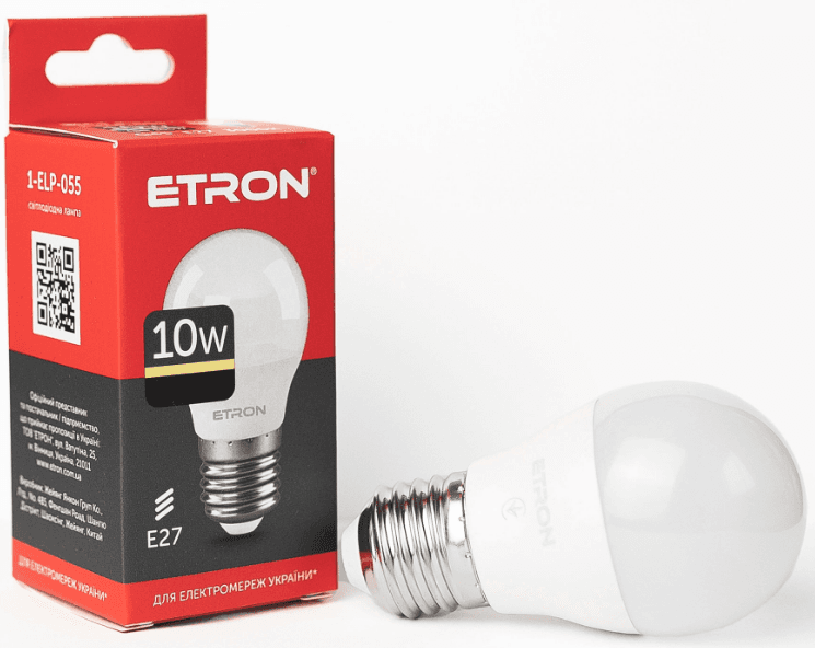 Лампа "Etron Light Power" LED 1-ELP-055 G45 10Вт 3000K E27(10)