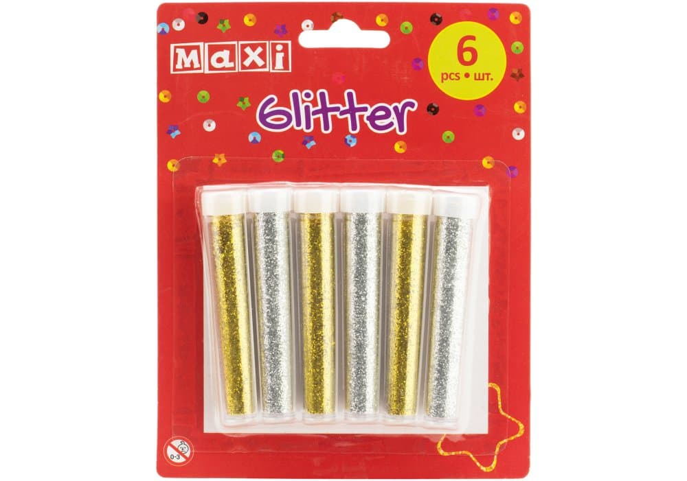 Блискітки "Maxi" 4г, 6 капсул, золото/срібло №MX61730(24)