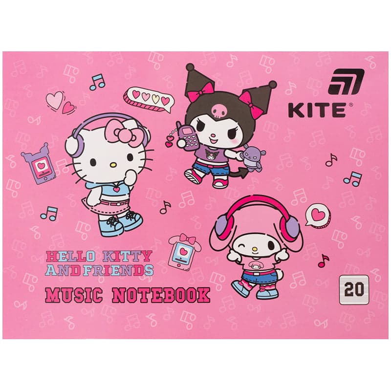 Нотная тетрадь А5 20л. Hello Kitty №HK26-405/Kite/(10)