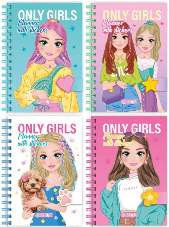 Блокнот пруж. бок. В6 64л. "Only Girls Planner" с наклейками №LS-01/Апельсин/(12)