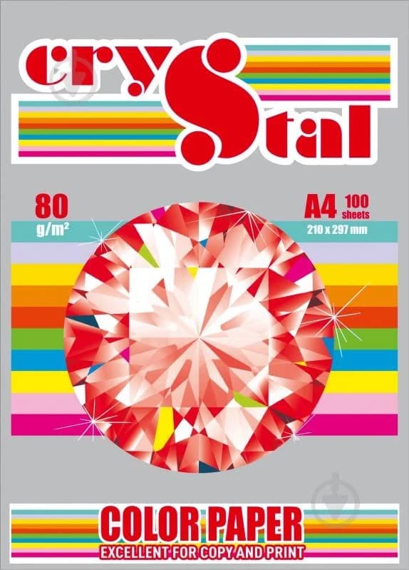 Папір кольор. А4 80г/м інт. Crystal Color Paper Platinum 272 (сірий)(100)(2500)