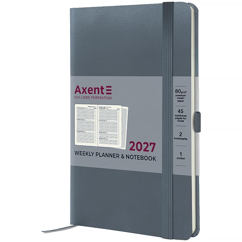 Щотижн. А5 "Axent" дат2027 Partner Strong сірий №8505-27-62-A(12)