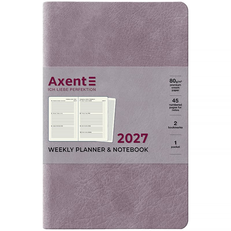 Щотижн. В6 "Axent" дат2027 Partner Soft Cloud,бузковий №8537-27-6-A