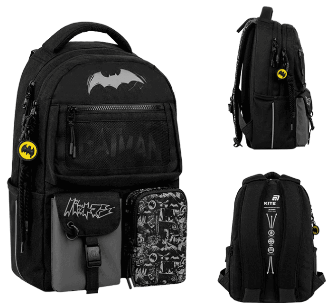 Рюкзак "Kite" Education teens 2587M DC Batman 2від.,6карм. №DC26-2587M(10)