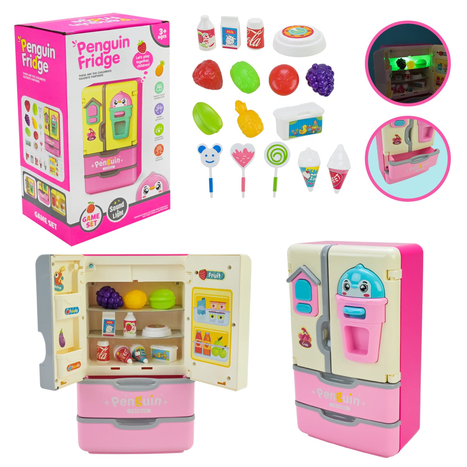 Холодильник игр-й свет,продукты,на бат-ке,в кор-ке,24х10х15см №1819(18) КИ