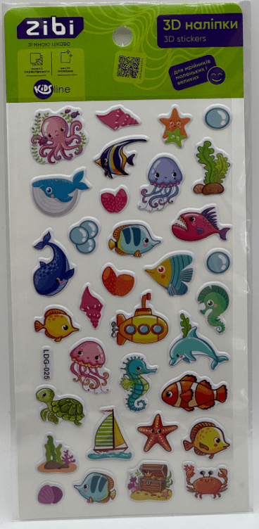 Наліпка 3D "Морські рибки" 22см, KIDS Line №ZB.63319/Zibi/