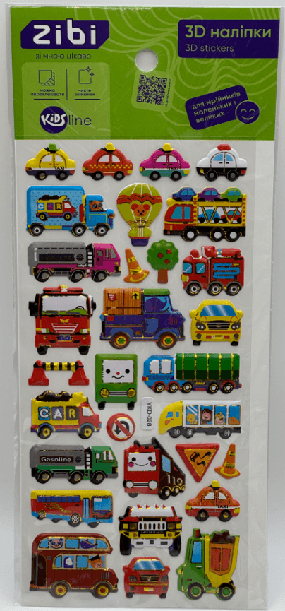Наліпка 3D "Міський транспорт" 23см, KIDS Line №ZB.63385/Zibi/