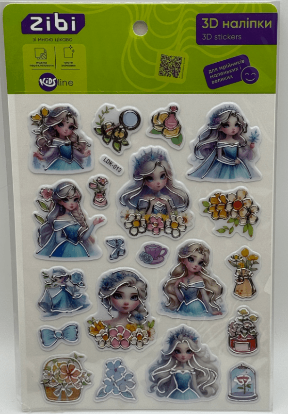 Наліпка 3D "Квіткові принцеси" 19см, KIDS Line №ZB.63398/Zibi/