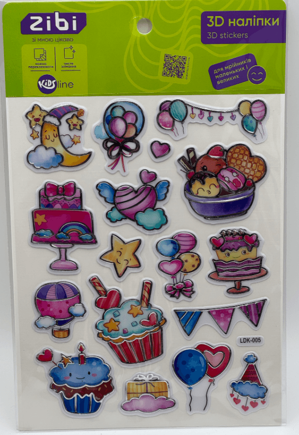 Наліпка 3D "Солодкі тістечка" 19см, KIDS Line №ZB.63406/Zibi/