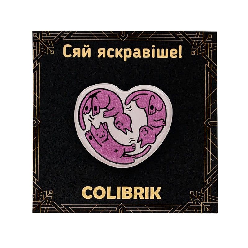 Значок пін "Котяче серце рожеве" №480237