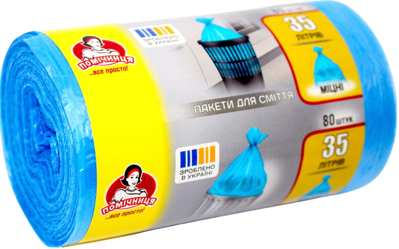 Пакеты для мусора "Помощница" 35л 80шт HDPE цветные №6950(24)
