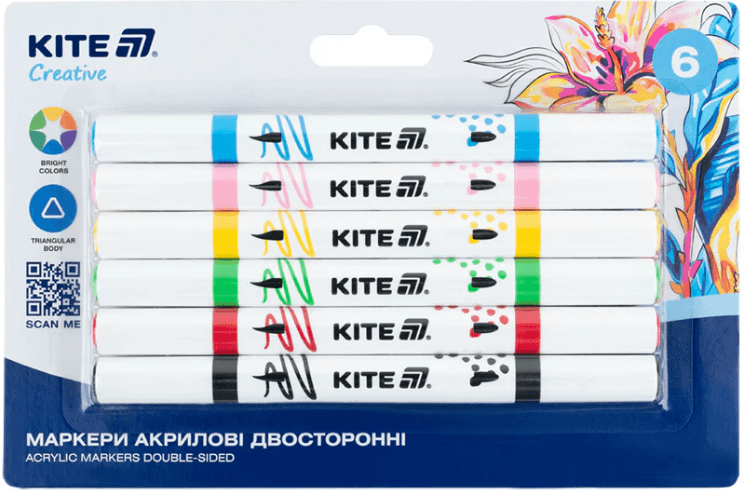 Набор маркеров акрил. двухстор. "Kite" Creative №K-1293 6шт