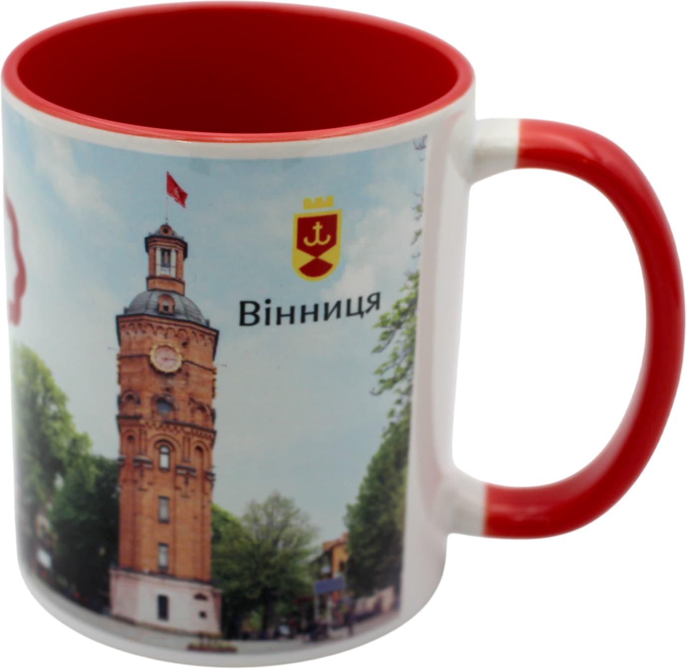 Чашка №1 "Вежа" з червоною кольоровою ручкою та серединкою/НСВ/