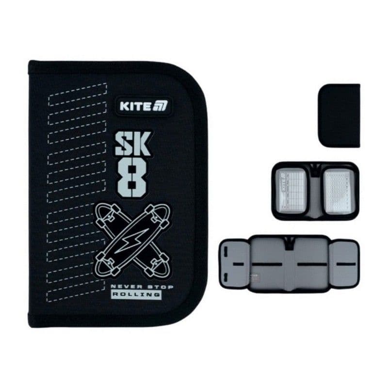 Пенал "Kite" Skate 1отд.,б/н,с 2 отворотами №K26-622-4