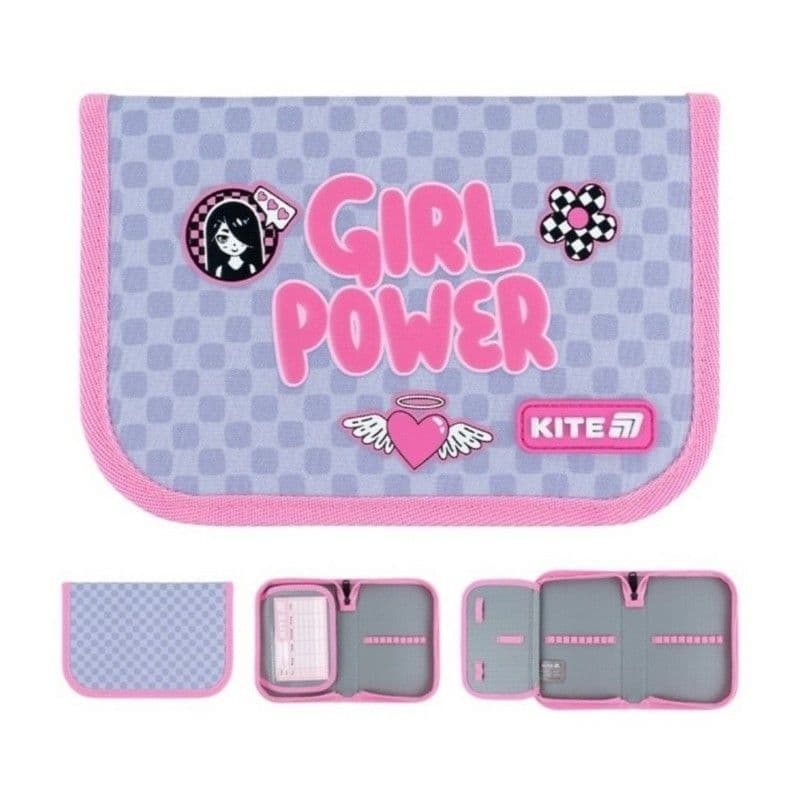 Пенал "Kite" Girl's Power 1отд.,б/н,с 1 отворотом №K26-621-5