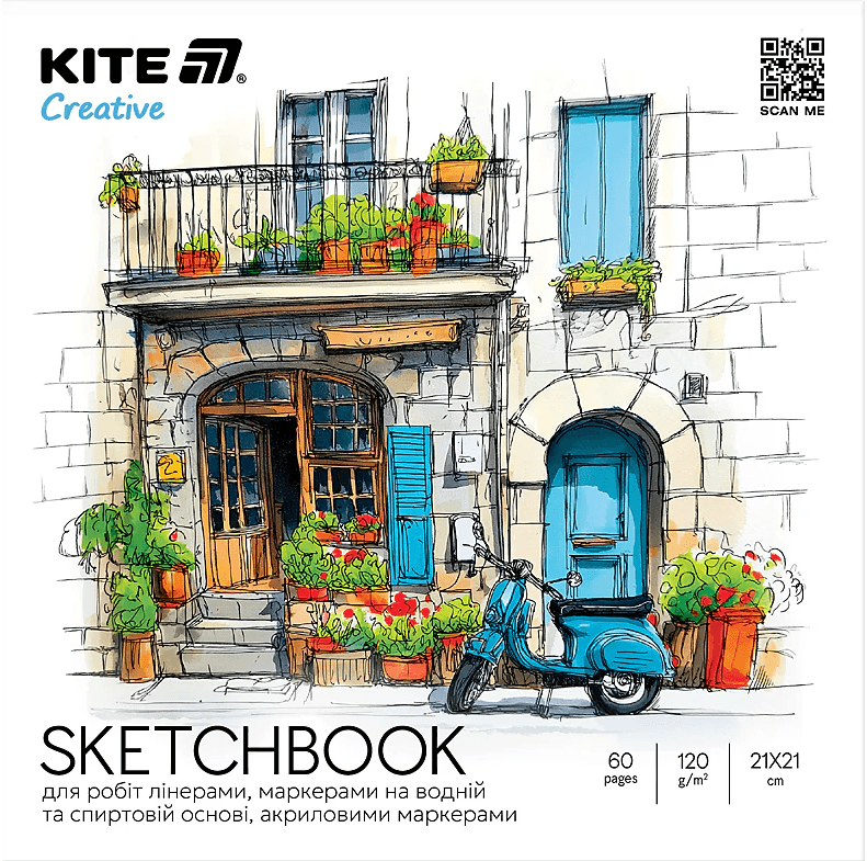 Скетчбук для робіт маркерами 30/160 В5 №K-1282/Kite/