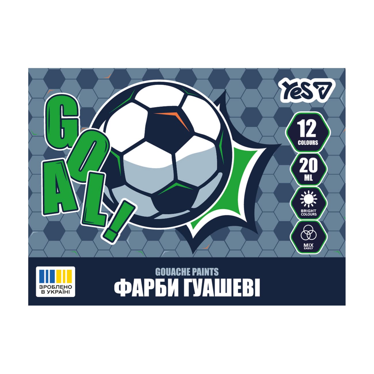 Гуашь "Yes" Football 12цветн. 20мл №230453(12)(24)