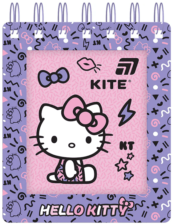 Блокнот пруж. А6 80л. клет. карт. обл. вырубка "Hello Kitty" №HK26-276-1/Kite/