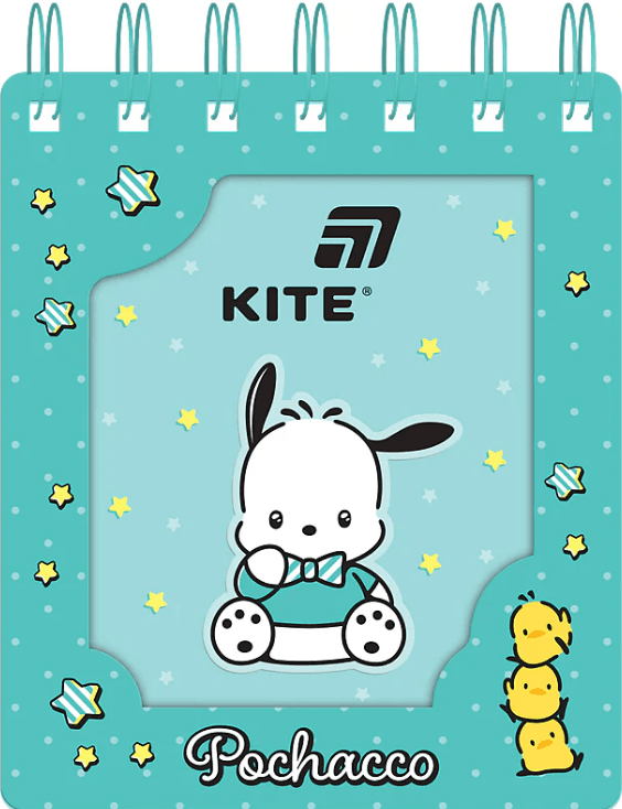 Блокнот пруж. А6 80л. клет. карт. обл. вырубка "Pochacco" №PC26-276/Kite/