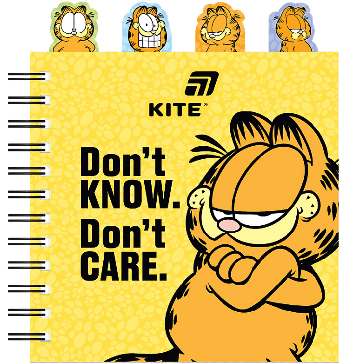 Блокнот пруж. В6 80л. клет. карт. обл. с разделителями "Garfield" №GF26-278/Kite/