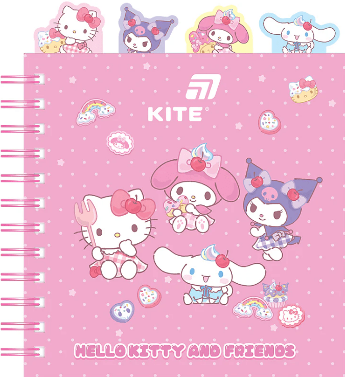 Блокнот пруж. В6 80л. клет. карт. обл. с разделителями "Hello Kitty" №HK26-278/Kite/