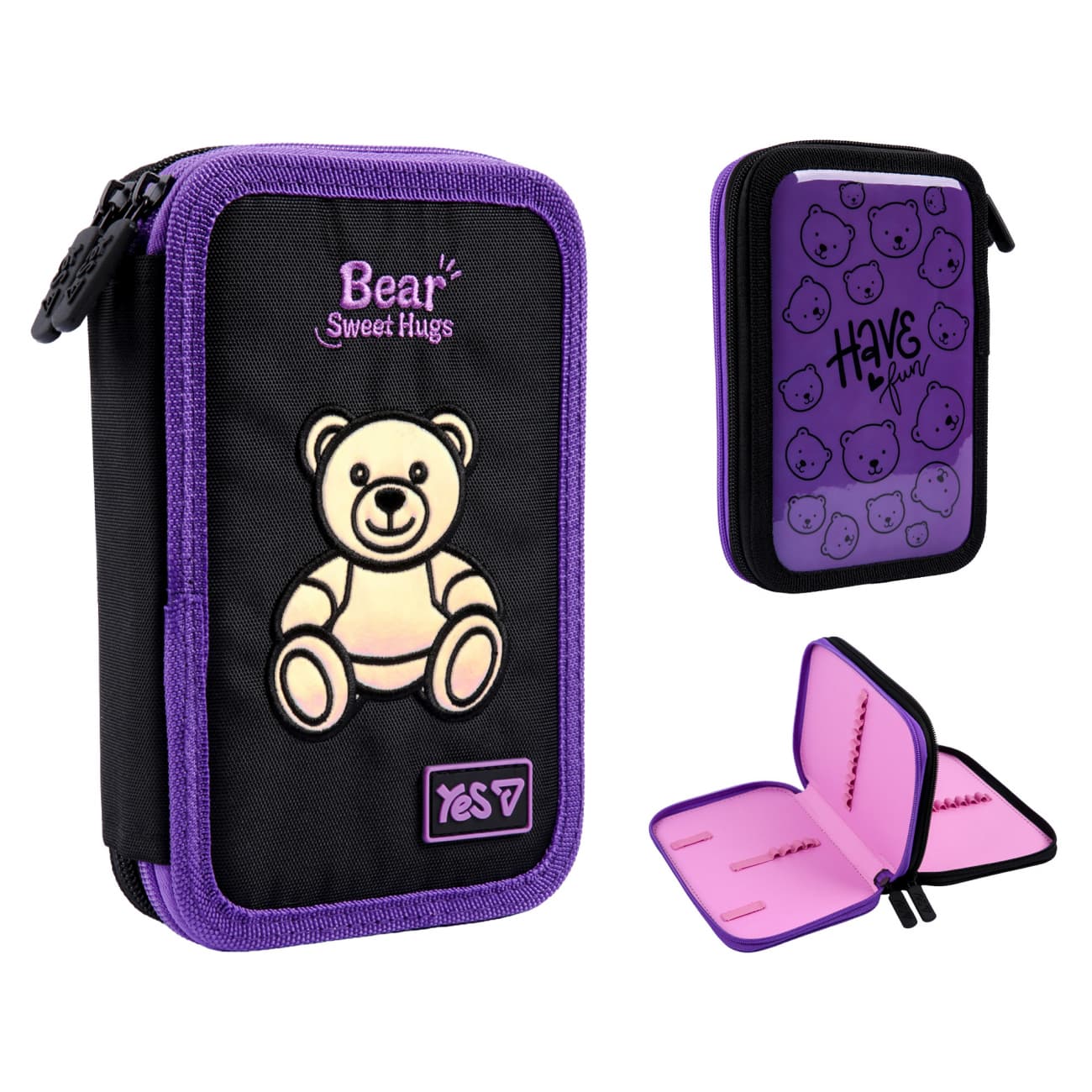 Пенал "Yes" Bear Sweet Hugs твёрдый, двойн. №HP-01/533710/Р-26