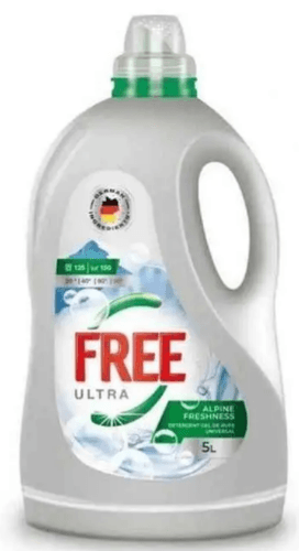 Стир. порошок жидкий 5л гель "Free" Alpine Freshness(4)