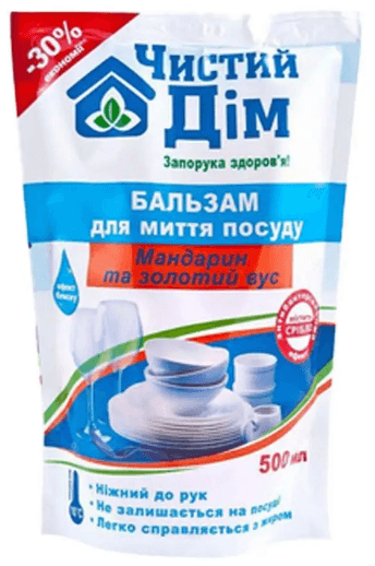 Моющее средство д/посуды "Чистый дом" 500мл Мандарин и зол.ус