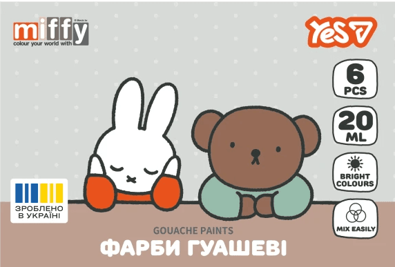 Гуашь "Yes" Miffy 6цветн. 20мл №230444