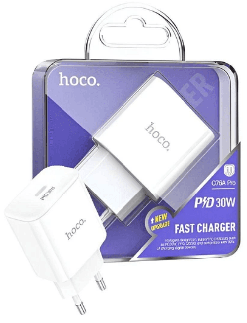 Зарядний пристрій Hoco C76A швидка зарядка 1Type-C 3A 20w white/Breidon/