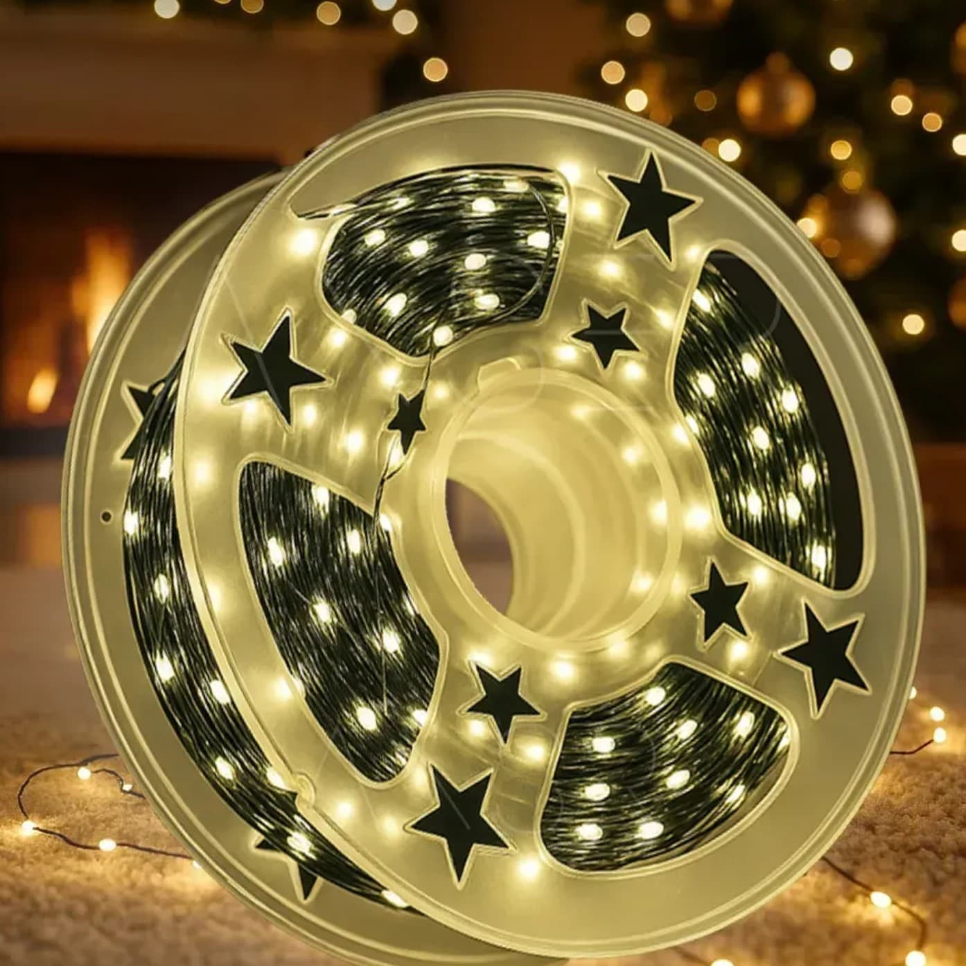 Гірлянда Роса-мішура 1200LED 8режимів+пультДК +USBтеплий білий,зелен.провід L-30м№1968-07