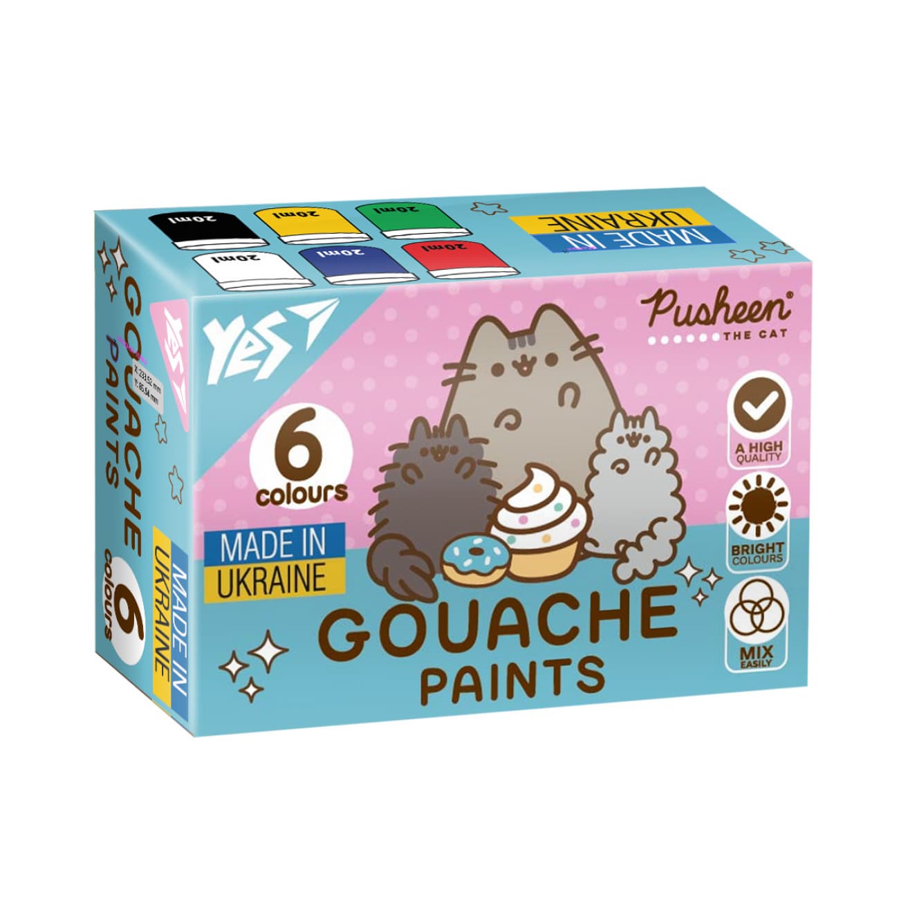 Гуашь "Yes" Pusheen 6цветн. 20мл №230400(24)