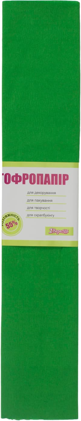 Бумага-гофра 5 55% 26,4г/м2 1 Вересня 2мх50см светло-зеленая (10) (200) 703071