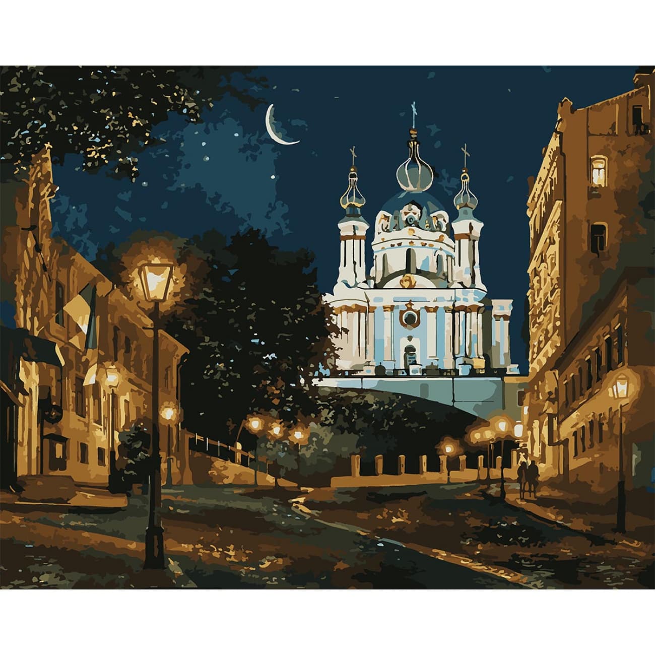 Картины по номерам "Santi" Киев в ночи 40х50см, LED подсветка №956662
