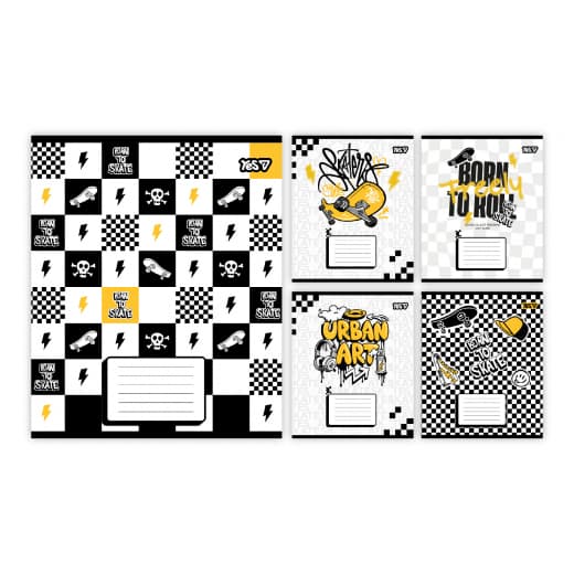 Зошит 12арк. кліт. YES Born to skate №768714(25)(500)