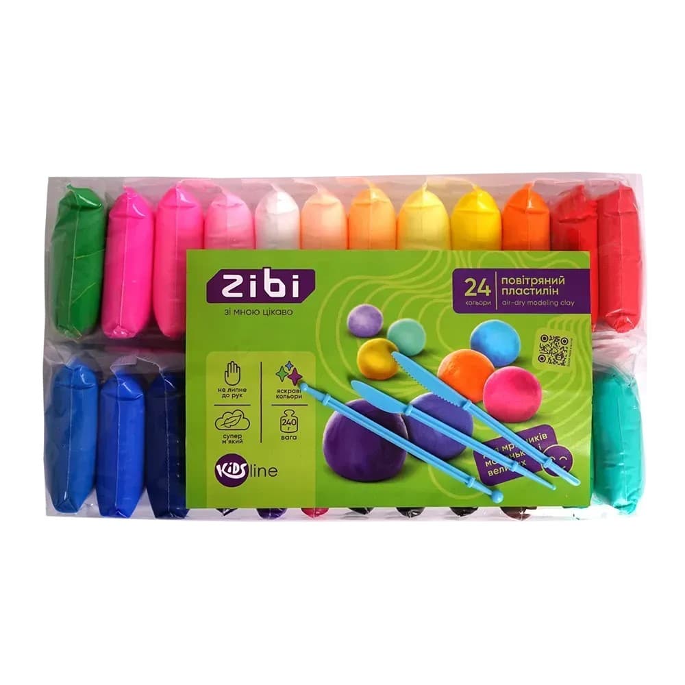 Набор для лепки "Zibi" Kids с воздушным пластилином 24цветн. №ZB.6297(182)