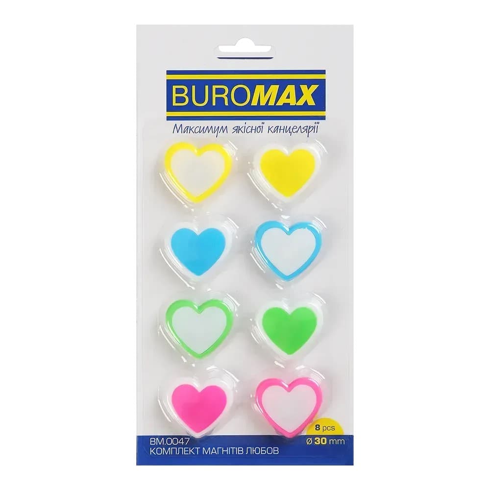 Магніти "Buromax" №BM.0047 LOVE 8штх30мм