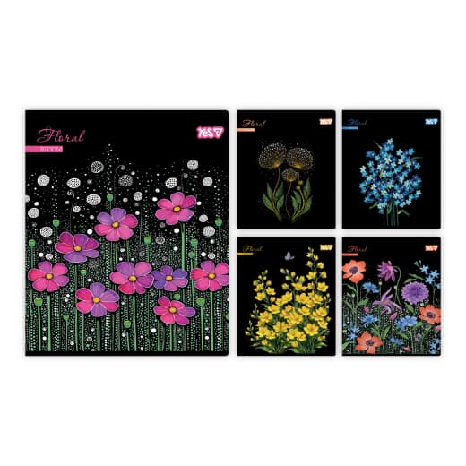 Зошит А5 YES 48арк. лін. глитер+УФ+soft touch Floral bloom №768595(5)(100)