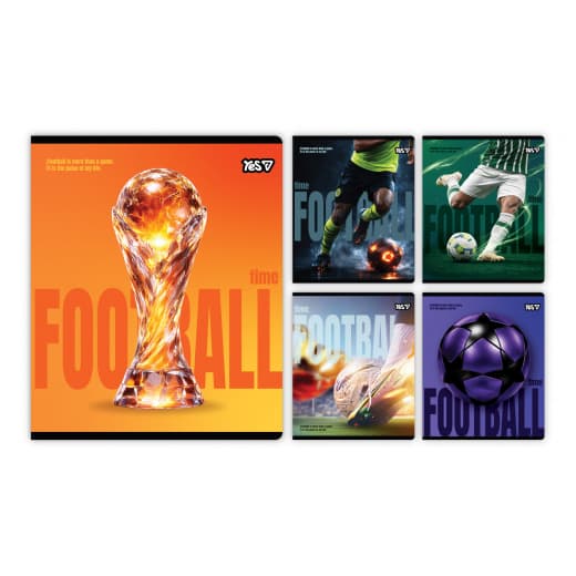 Зошит А5 YES 18арк. кліт. ірідіум+soft touch Football №768581(10)(200)