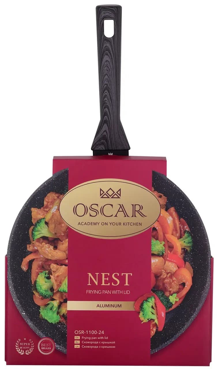 Сковорідка алюм. антиприг. покриття "Oscar Nest" 24см з кришкою №OSR-1100-24