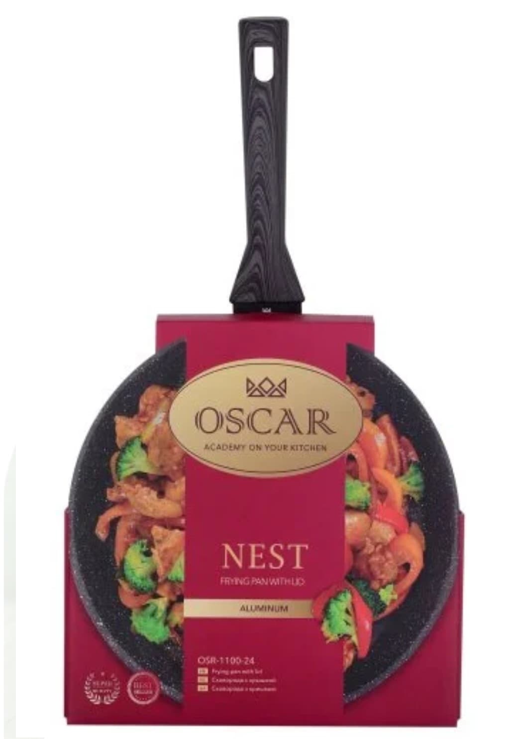 Сковорідка алюм. антиприг. покриття "Oscar Nest" 28см з кришкою №OSR-1100-28